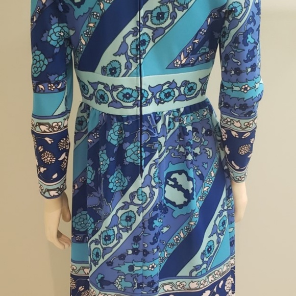 mid century mod print dress like Emilio 1970's M - Picture 8 of 8